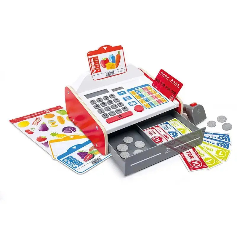 Hape 24-Piece Beep 'N' Buy Cash Register - Red & White