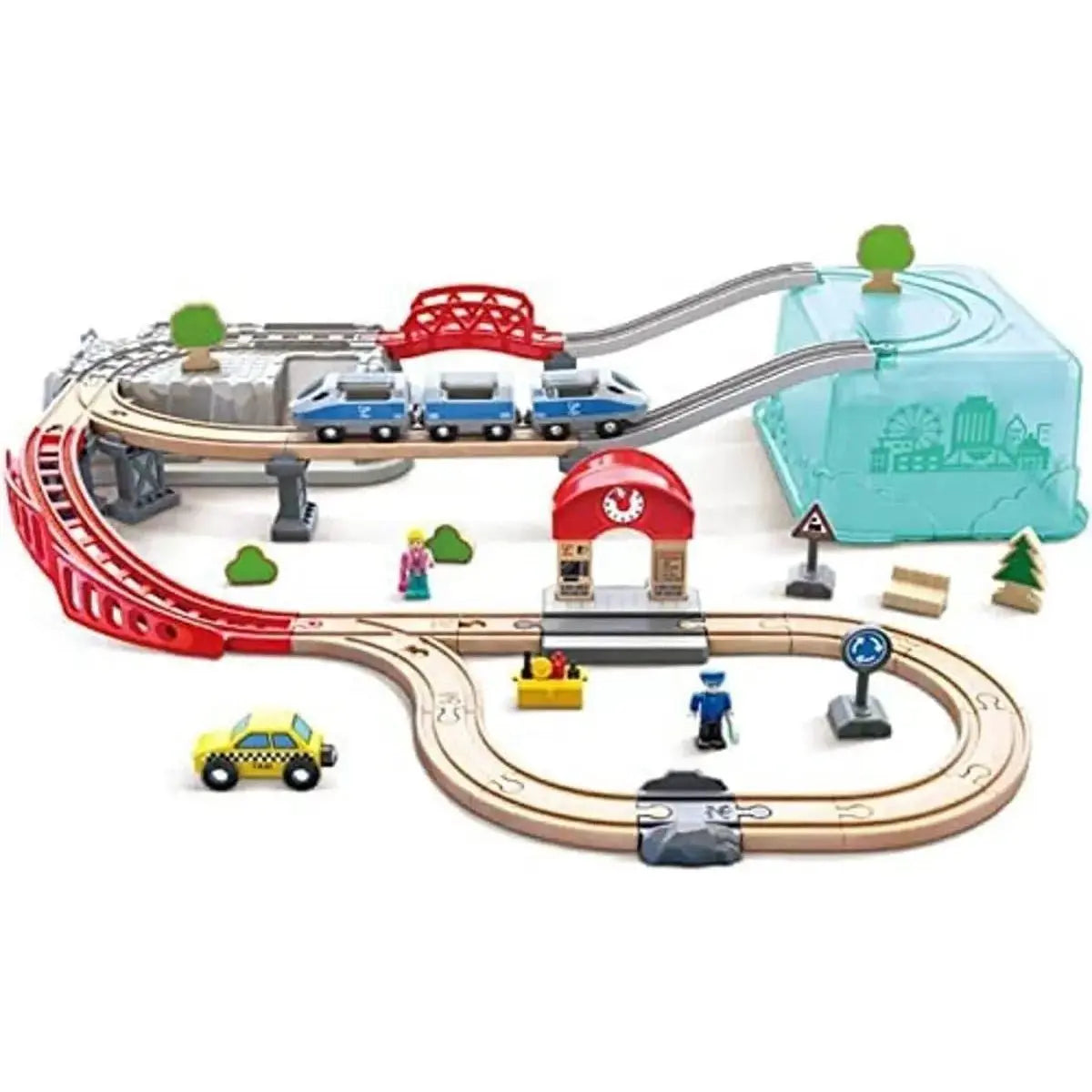 Jouet Hape Circuit en Huit de Petit Train en Bois 26 pièces - Jeu de  Construction pour Enfant de 3 ans et Plus - Jouet Compatible avec les  Circuits de