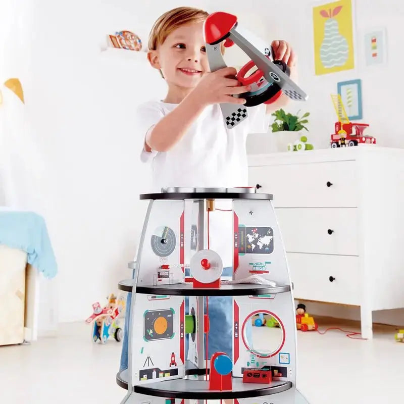 Hape Four-Stage 20 Piece Durable Wooden Rocket and Spaceship