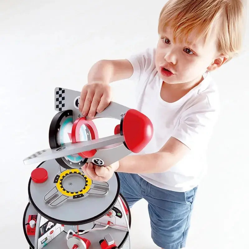 Hape Four-Stage 20 Piece Durable Wooden Rocket and Spaceship