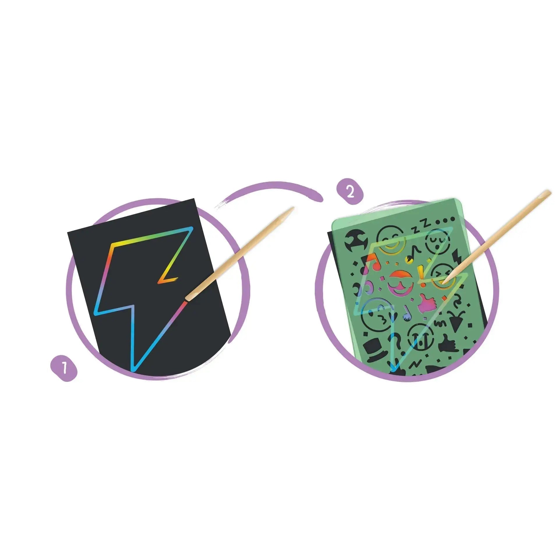 Hape Oodles of Doodles Scratching - Scratch Art Set for Kids - Rainbow Scratch Art Paper with Wooden Stylus