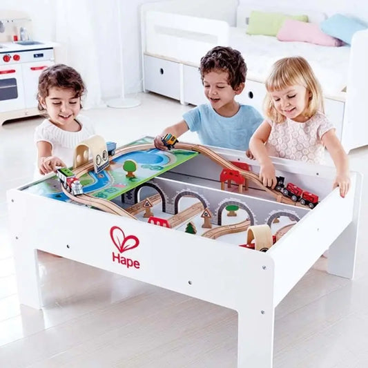 Hape Railway Play and Stow Storage and Activity Table for Wooden Trainsets Hape-Toy-Market