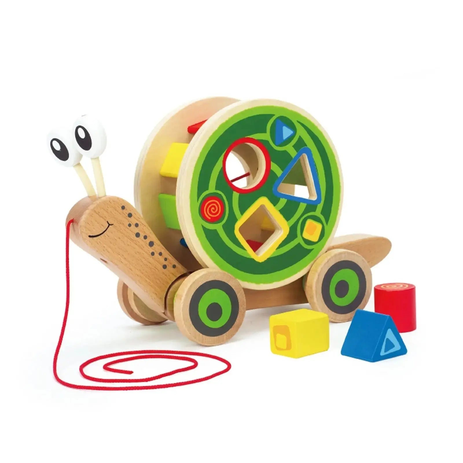 Long Snail Toddler Wooden Pull Toy