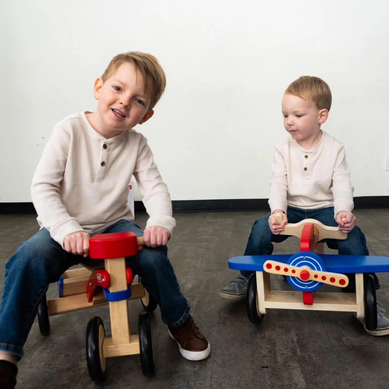 PINTOY Wooden Ride-On Airplane – Safe Toddler Balance Bike Toy, Eco-Friendly PIN Toys