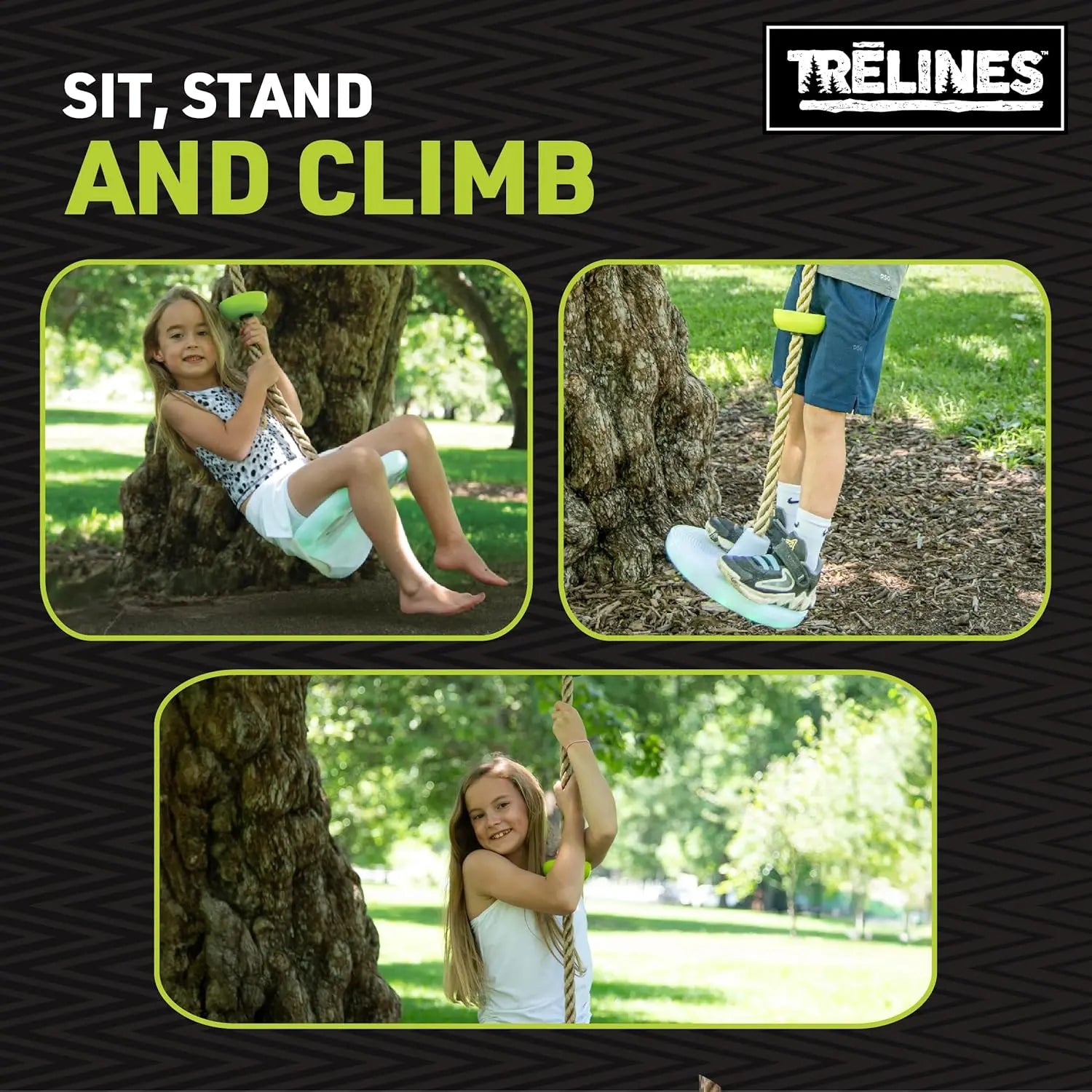 Trelines LED Climbing Rope Swing 6ft, Maximum Weight Recommendation 500 lbs TRELINES