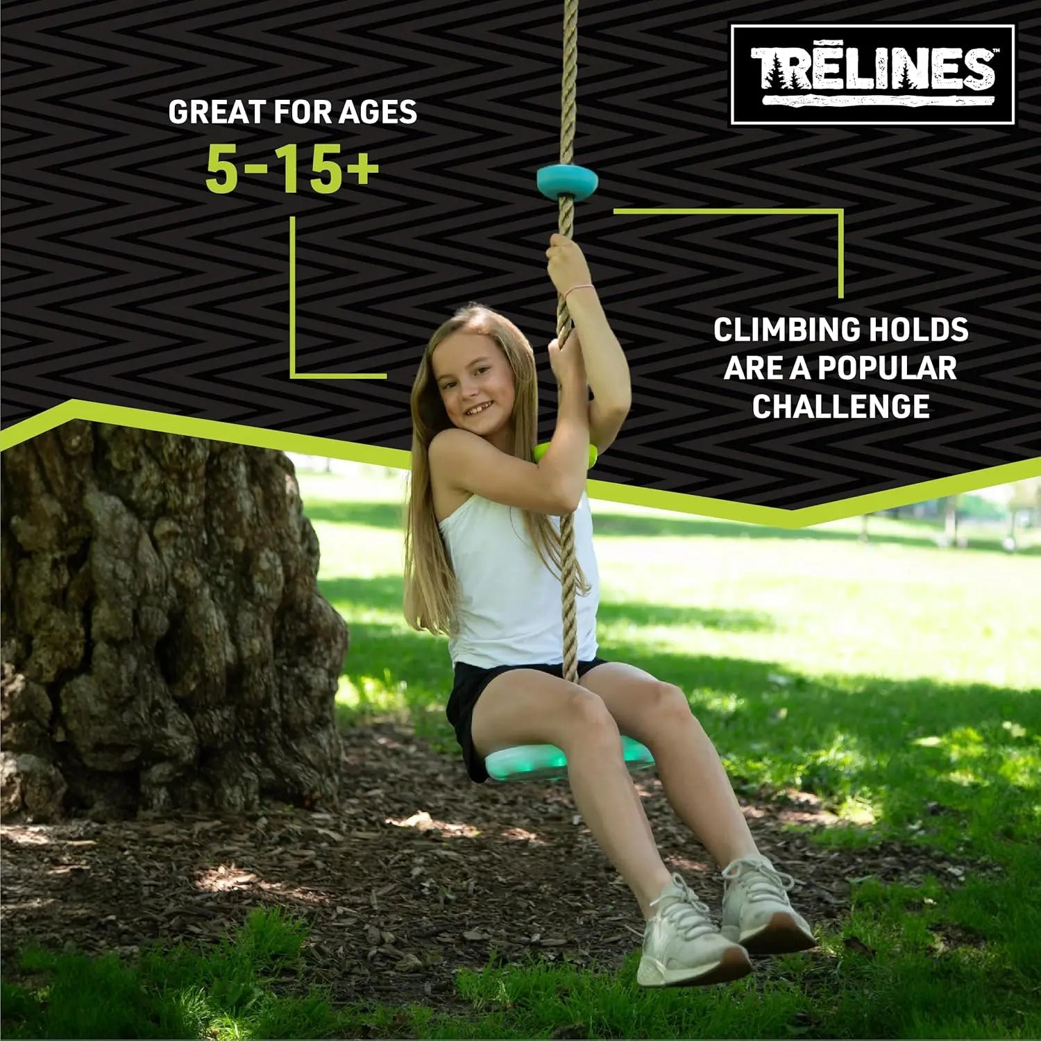 Trelines LED Climbing Rope Swing 6ft, Maximum Weight Recommendation 500 lbs TRELINES