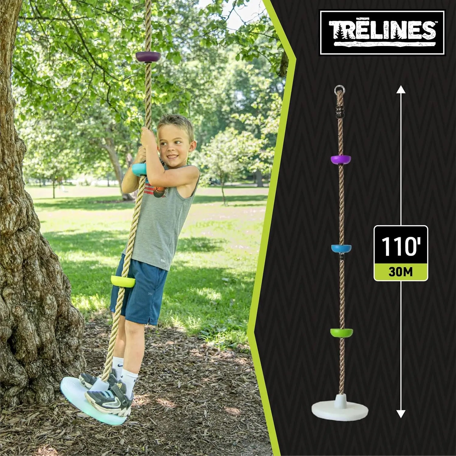 Trelines LED Climbing Rope Swing 6ft, Maximum Weight Recommendation 500 lbs TRELINES