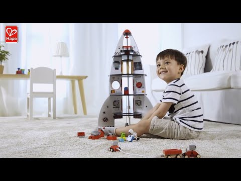 Hape Four-Stage 20 Piece Durable Wooden Rocket and Spaceship