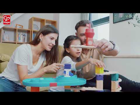 Hape Quadrilla Stack Track Bucket Set Wooden Marble Run Blocks