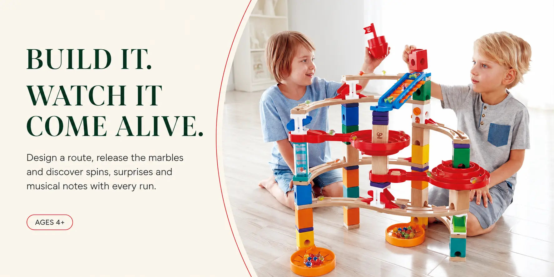 Hape Quadrilla Super Spirals Wooden Marble Run Blocks