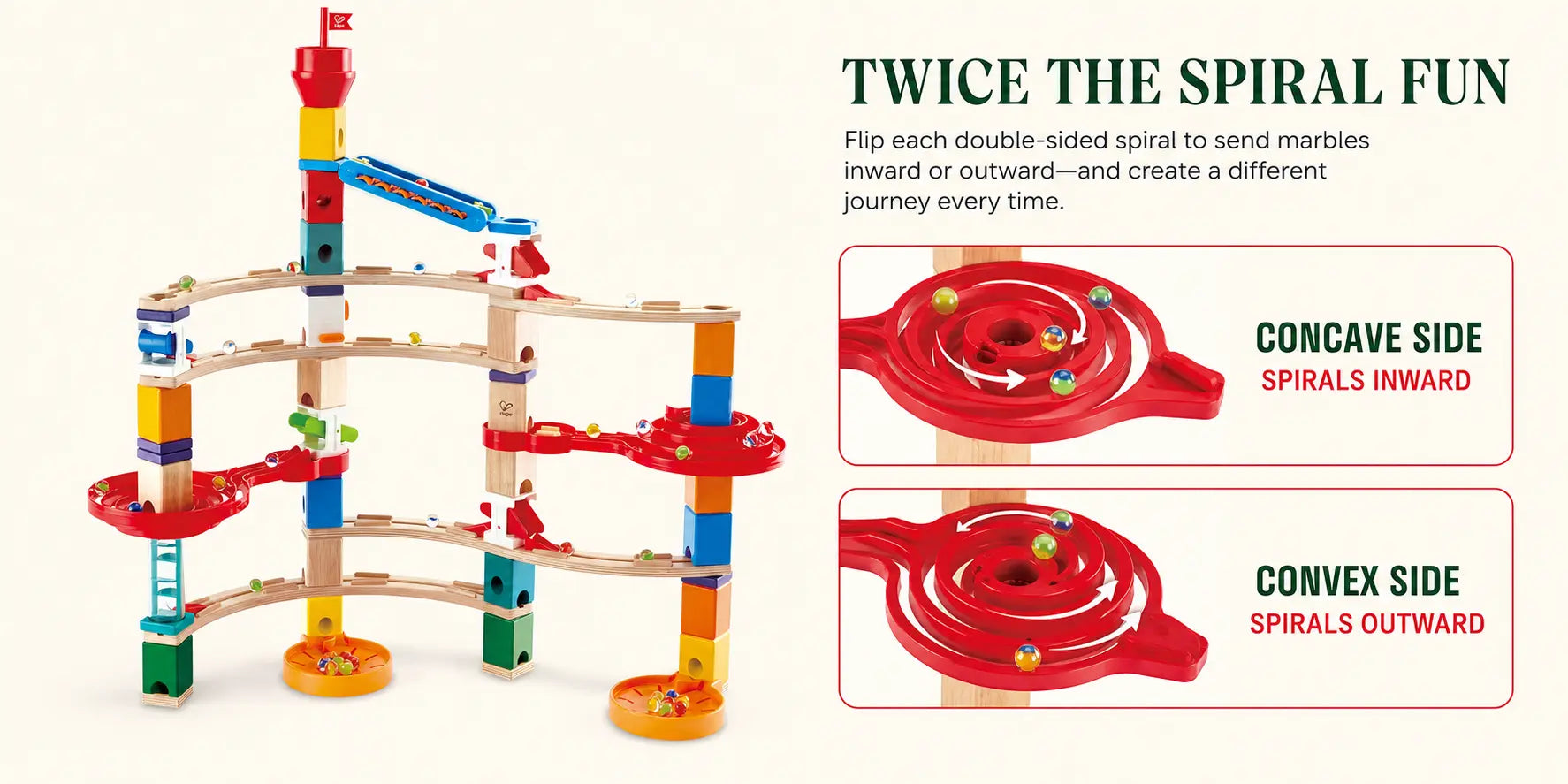 Hape Quadrilla Super Spirals Wooden Marble Run Blocks