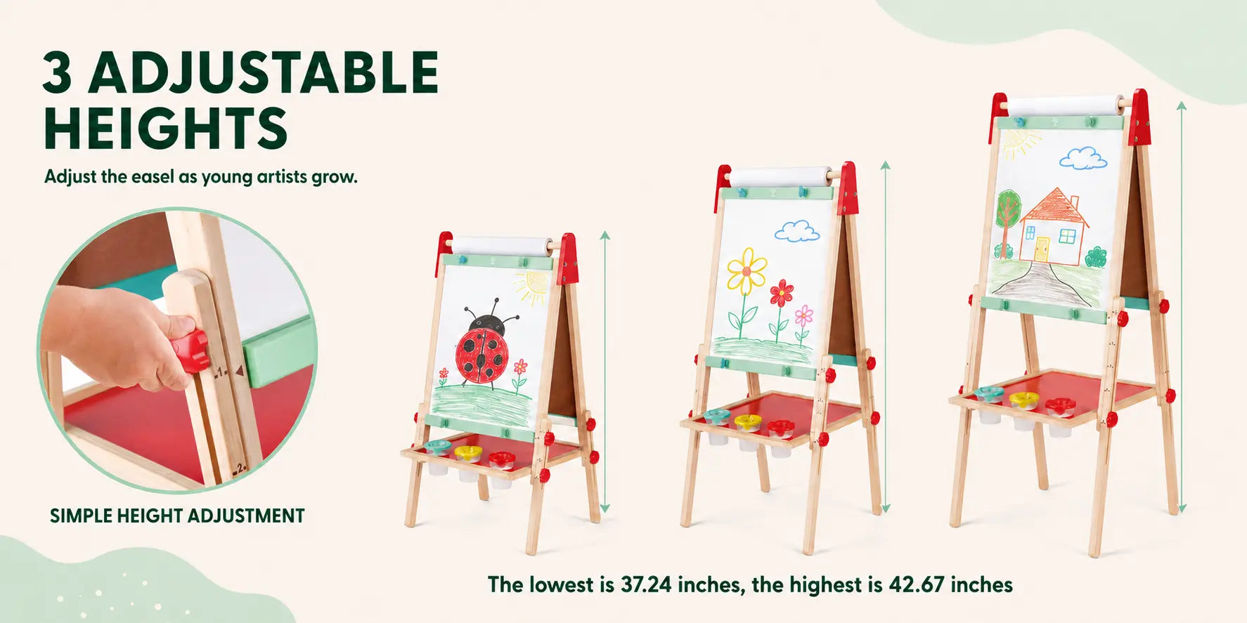 Hape All-in-One Wooden Kid's Art Easel - Double-Sided Magnetic Whiteboard & Chalkboard with Paper Roll