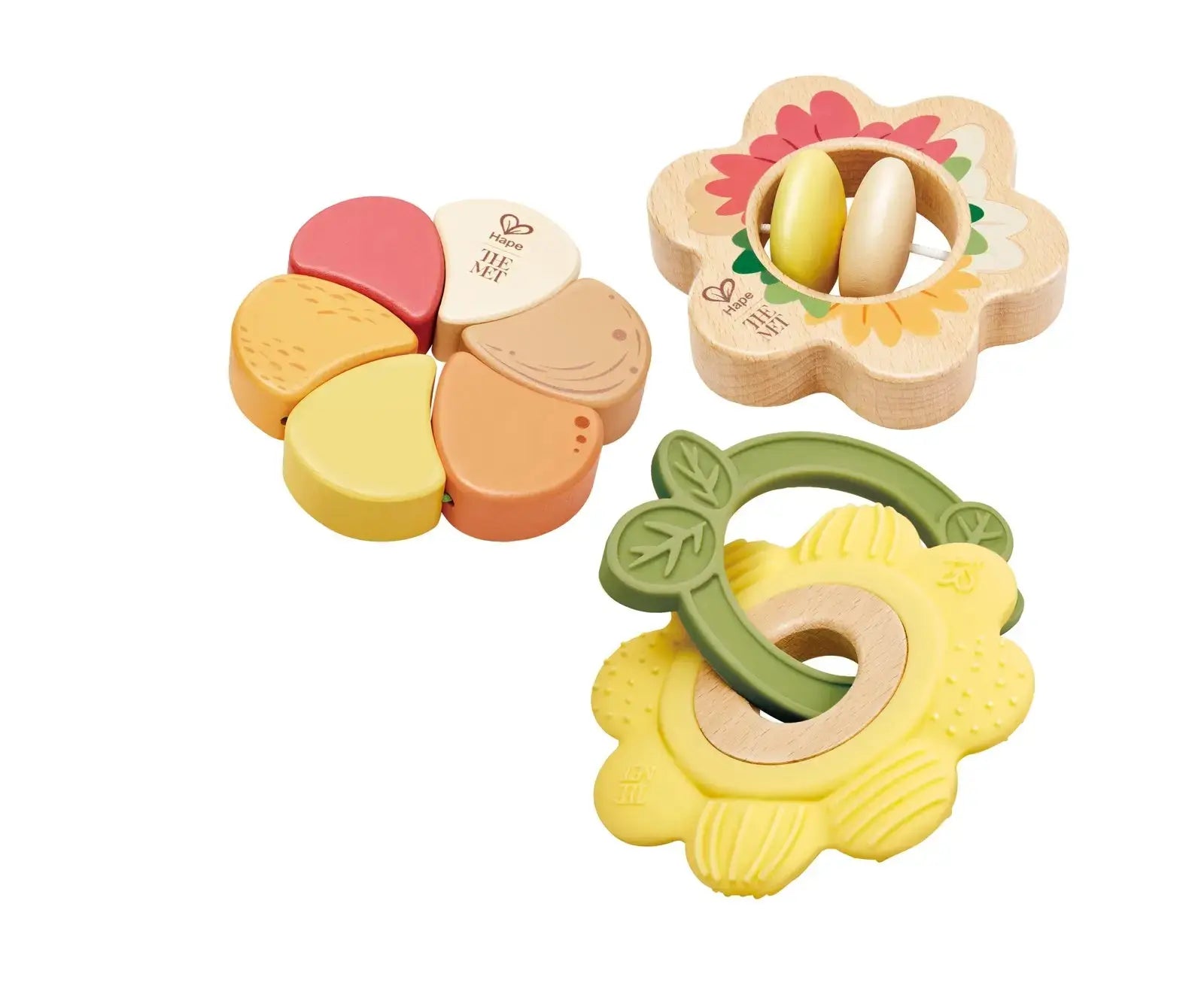 Hape x The Met Flower Rattle Set – 3-Piece Baby Sensory Toy Set