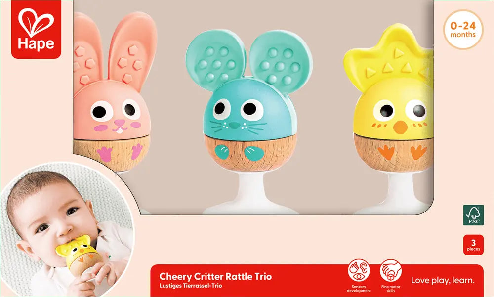 Cheery Critter Rattle Trio Hape-Toy-Market