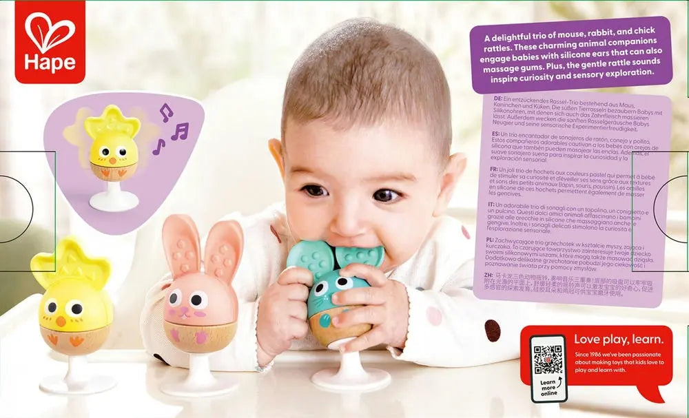 ♡HAPPY♡ロップイヤーセット Cheery Critter Rattle Trio - Hape Toys (Hape International Inc