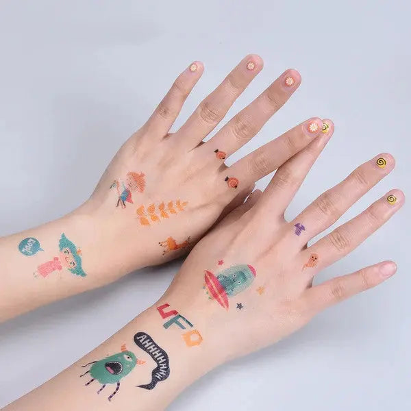 Flower Monaco Washable Tattoos (Monsters & Robot Theme)                                                                                140 tattoo  patterns on 10 sheets, 120 stickers on 3 sheets ** FlowerMonaco