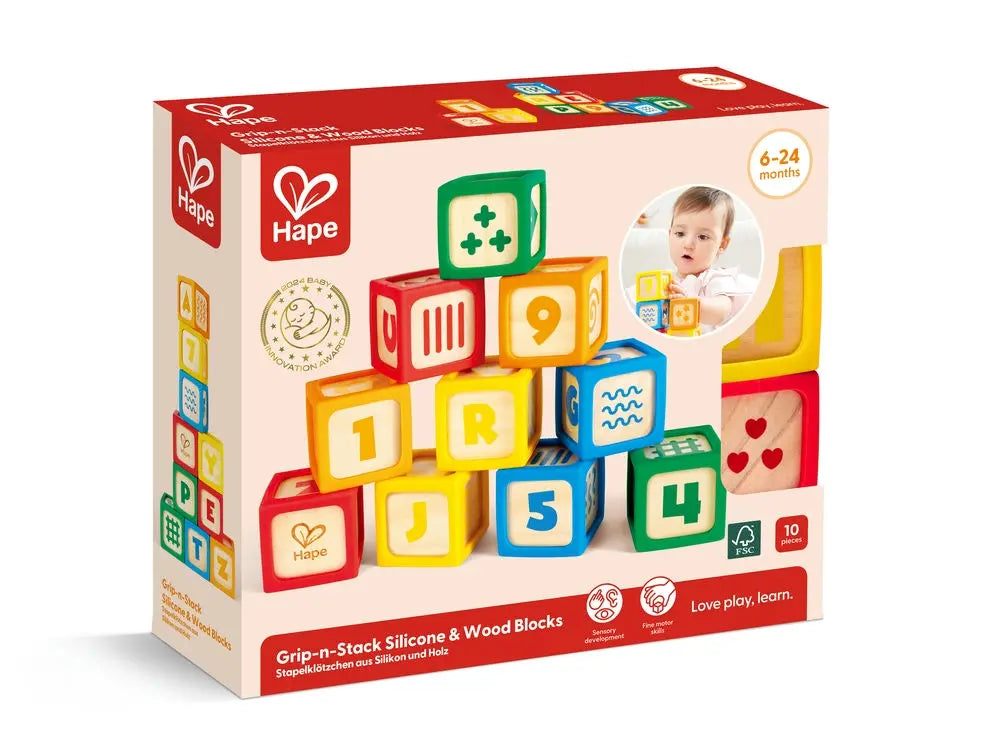 Grip-n-Stack Silicone & Wood Blocks Hape-Toy-Market