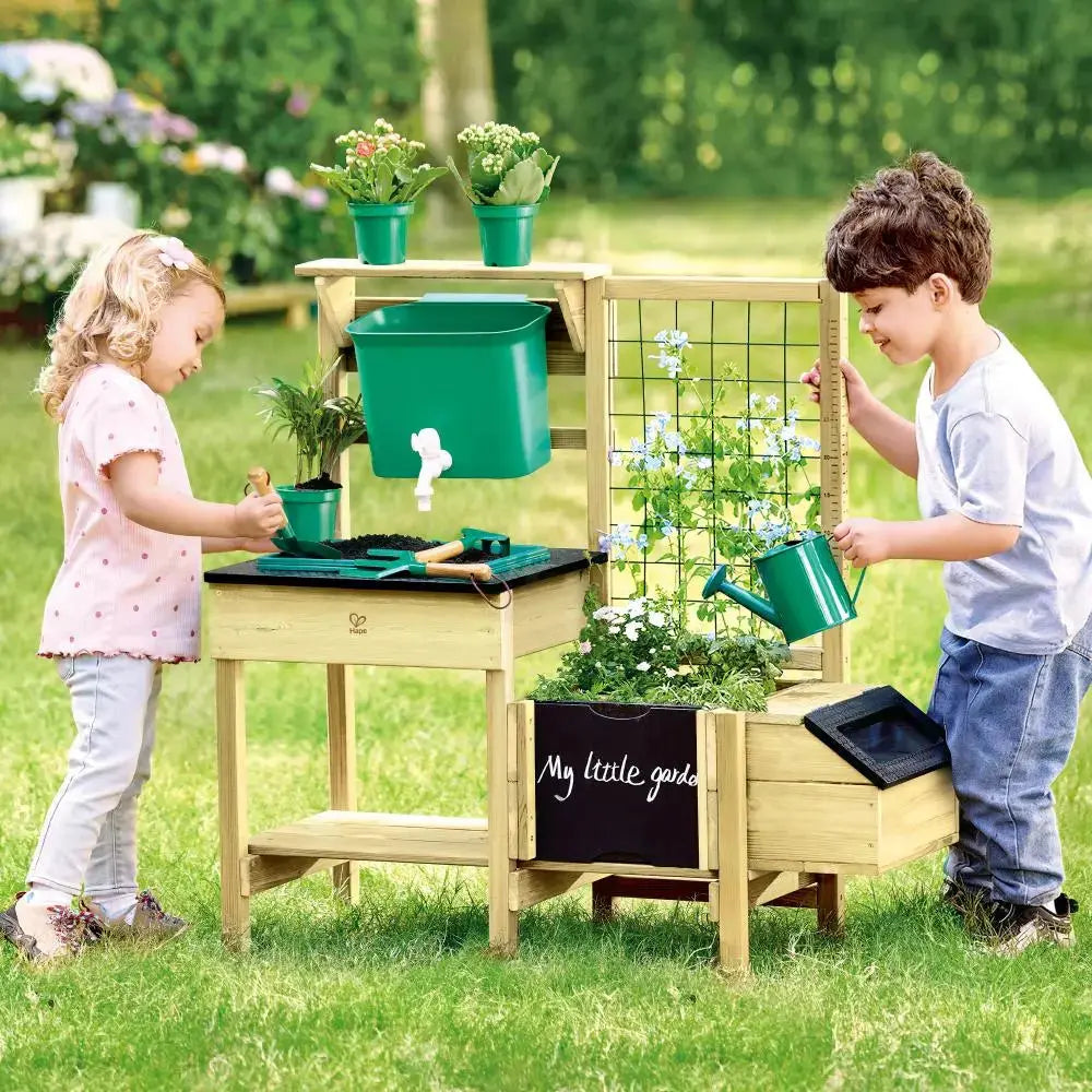 Hape Grow & Play Potting Table-Outdoor Gardening Station With Chalkboard