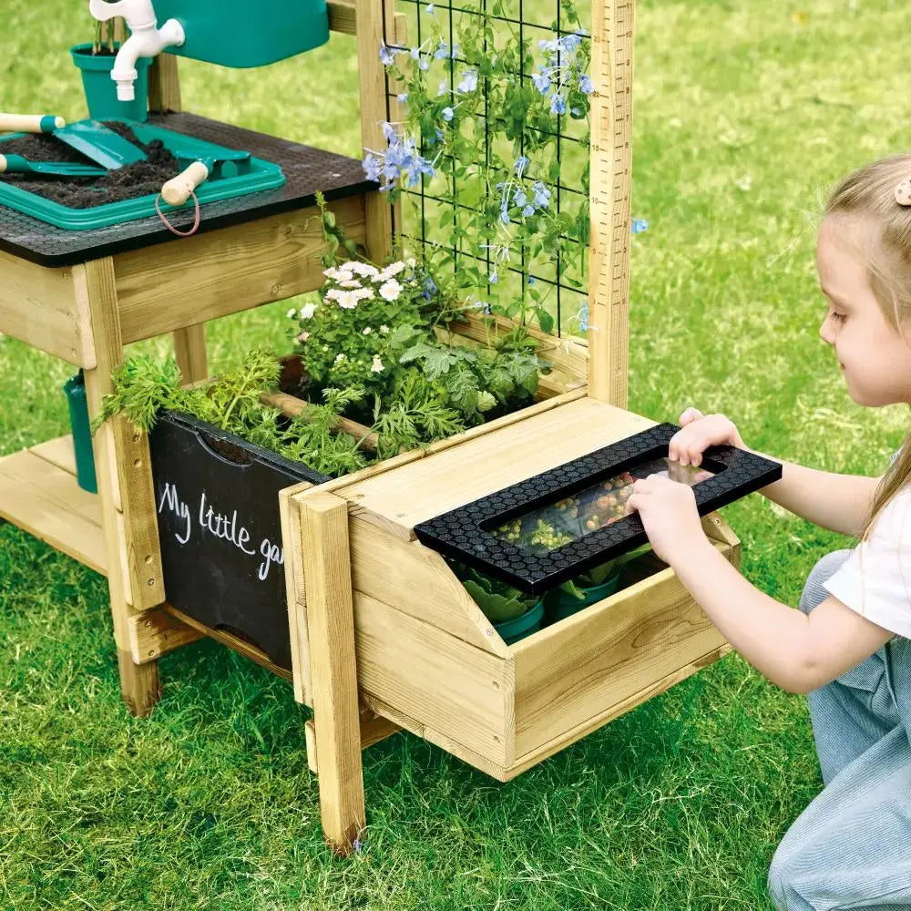 Hape Grow & Play Potting Table-Outdoor Gardening Station With Chalkboard