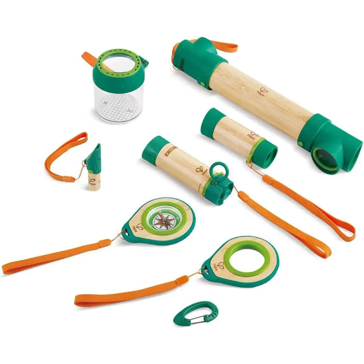 Hape 8 in 1 Nature Fun Kids Plastic Explorer Kit, Working Flashlight, Telescope, Compass, Periscope, and Specimen Jar