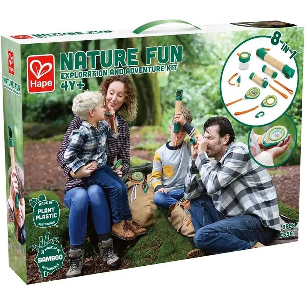 Hape 8 in 1 Nature Fun Kids Plastic Explorer Kit, Working Flashlight, Telescope, Compass, Periscope, and Specimen Jar