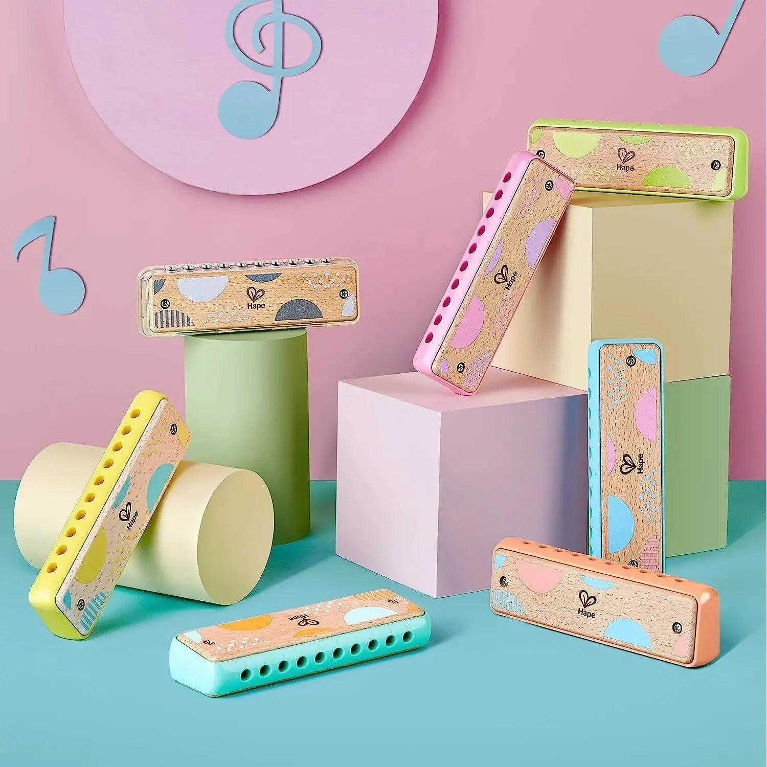Hape Blues Harmonica 10 Hole Wooden Musical Instrument Toy