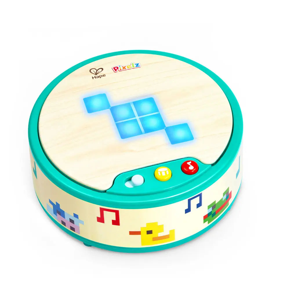 Children's toy with colorful buttons and a screen on a white background