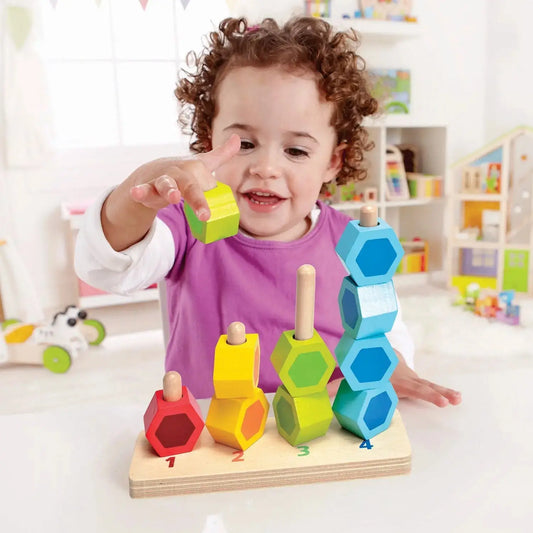 Hape Counting Stacker Toddler Wooden Stacking Block Set