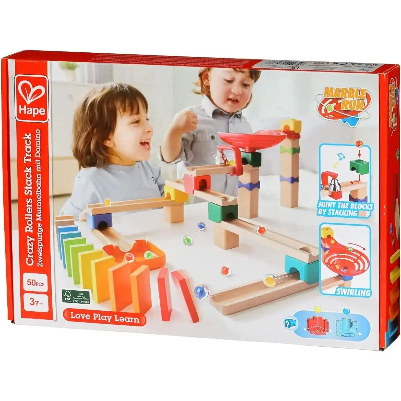 Hape Crazy Rollers Stack Track Wooden DIY Marble Run Set