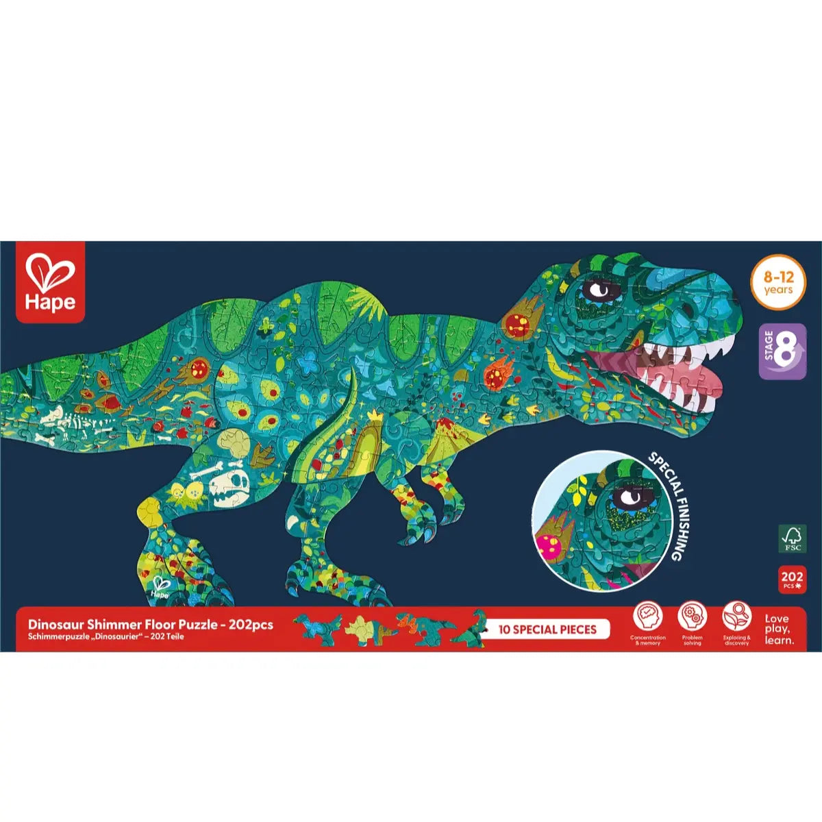 Hape Dinosaur Shimmer Floor Puzzle - 202pcs Hape