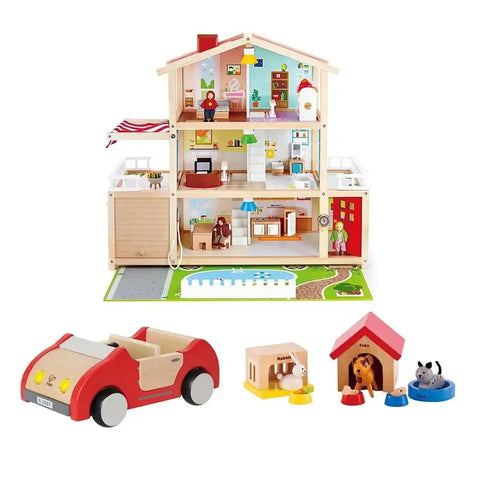 Wooden Doll House Family Doll Set