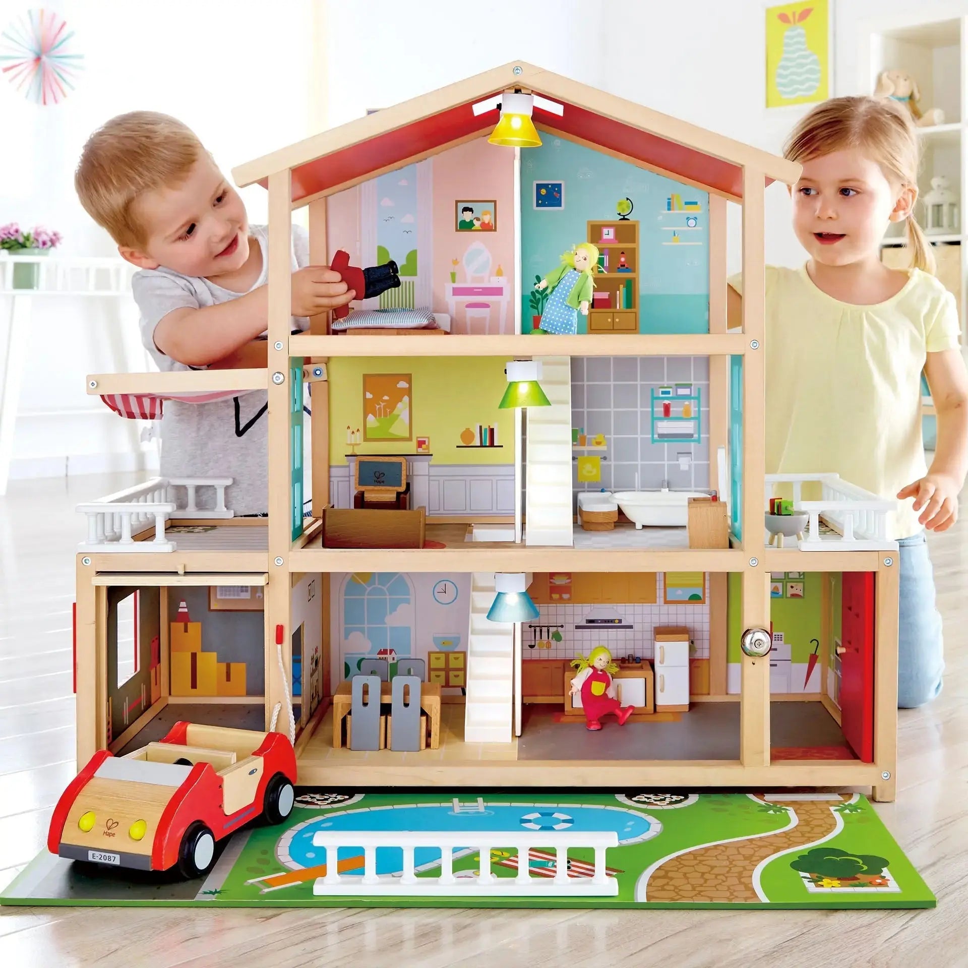 Hape Doll House Family Mansion Bundle Gift Set
