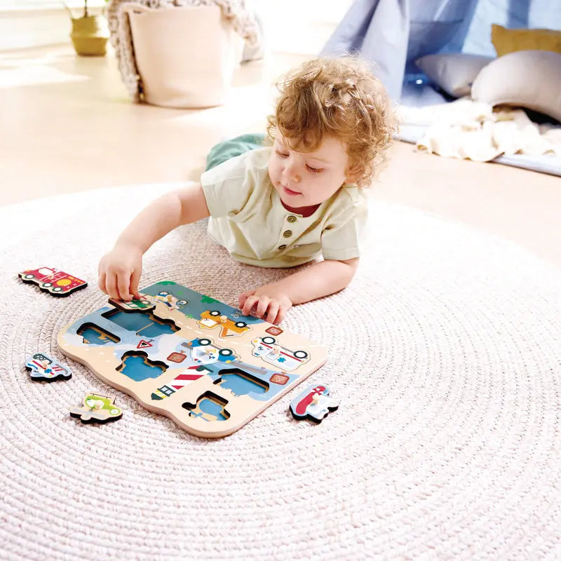 Hape Emergency Vehicles Peg Puzzle Hape