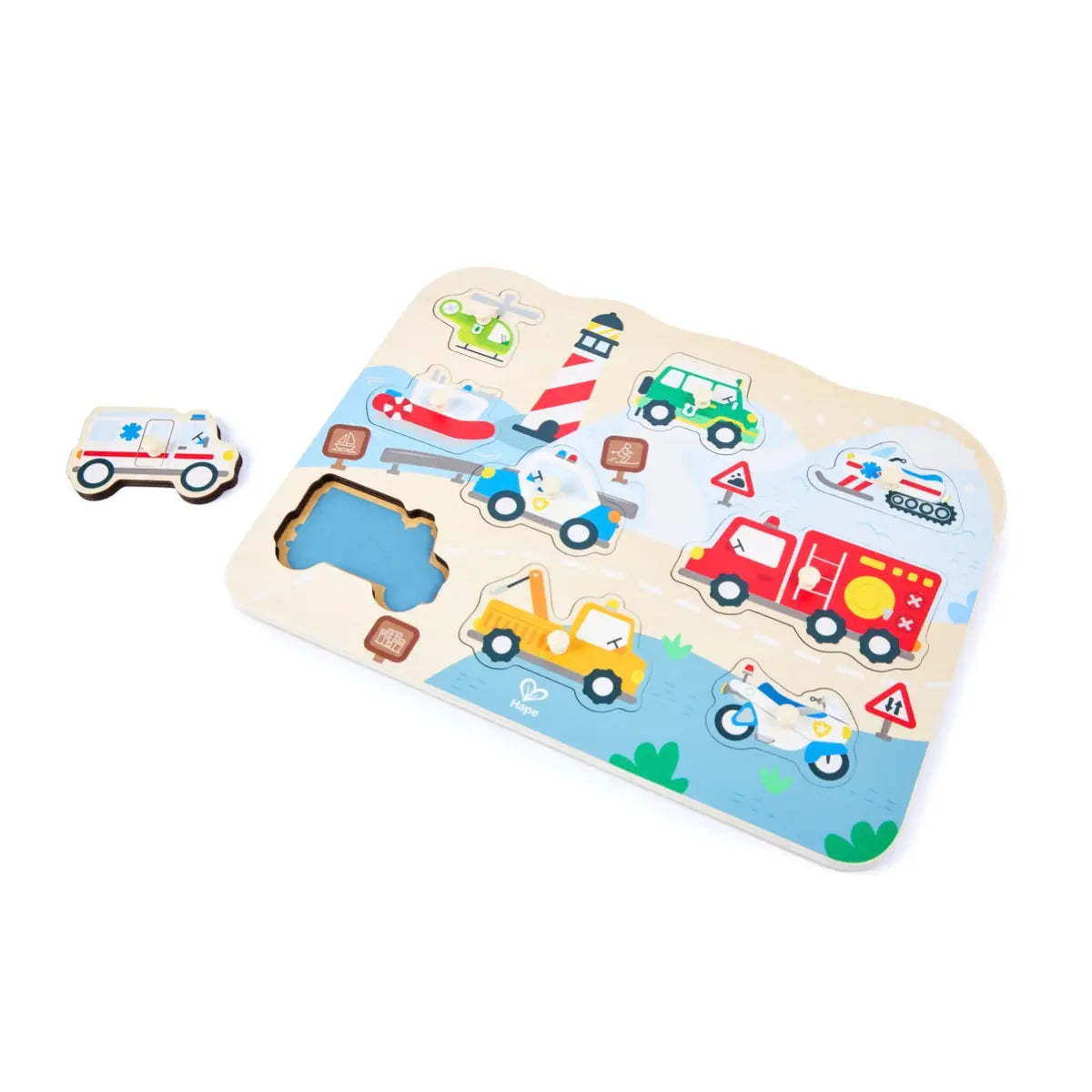 Hape Emergency Vehicles Peg Puzzle Hape