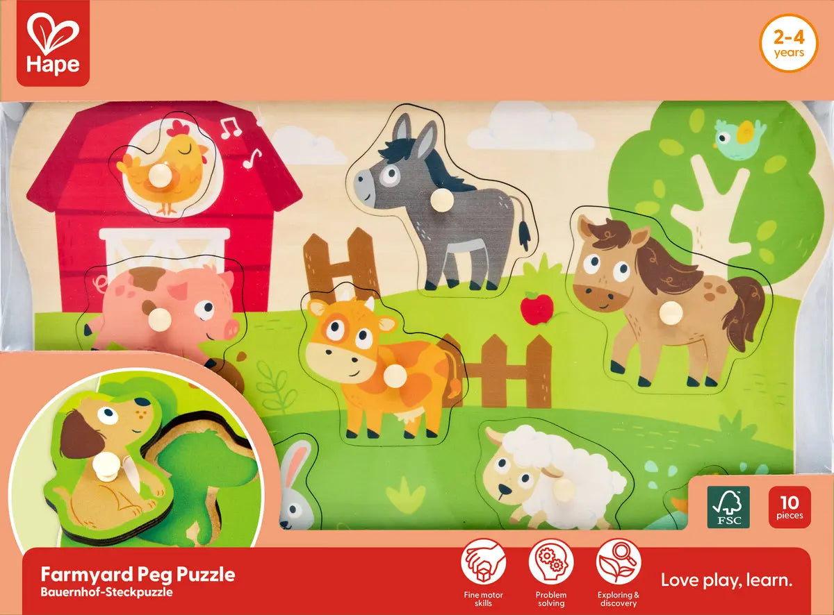 Hape Farm Animals Peg Puzzle Hape