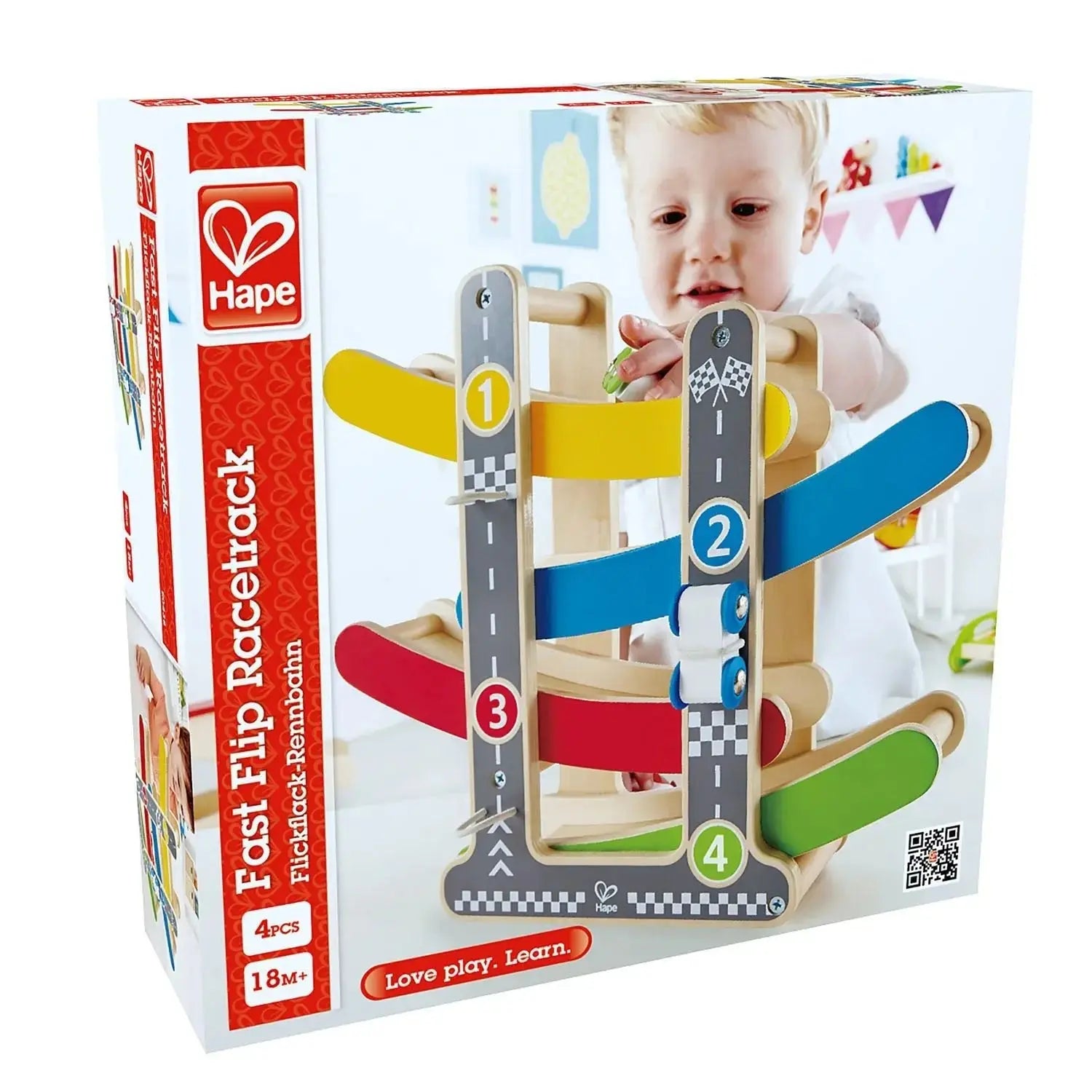 Hape Fast Flip Kid's Wooden Racetrack Toy