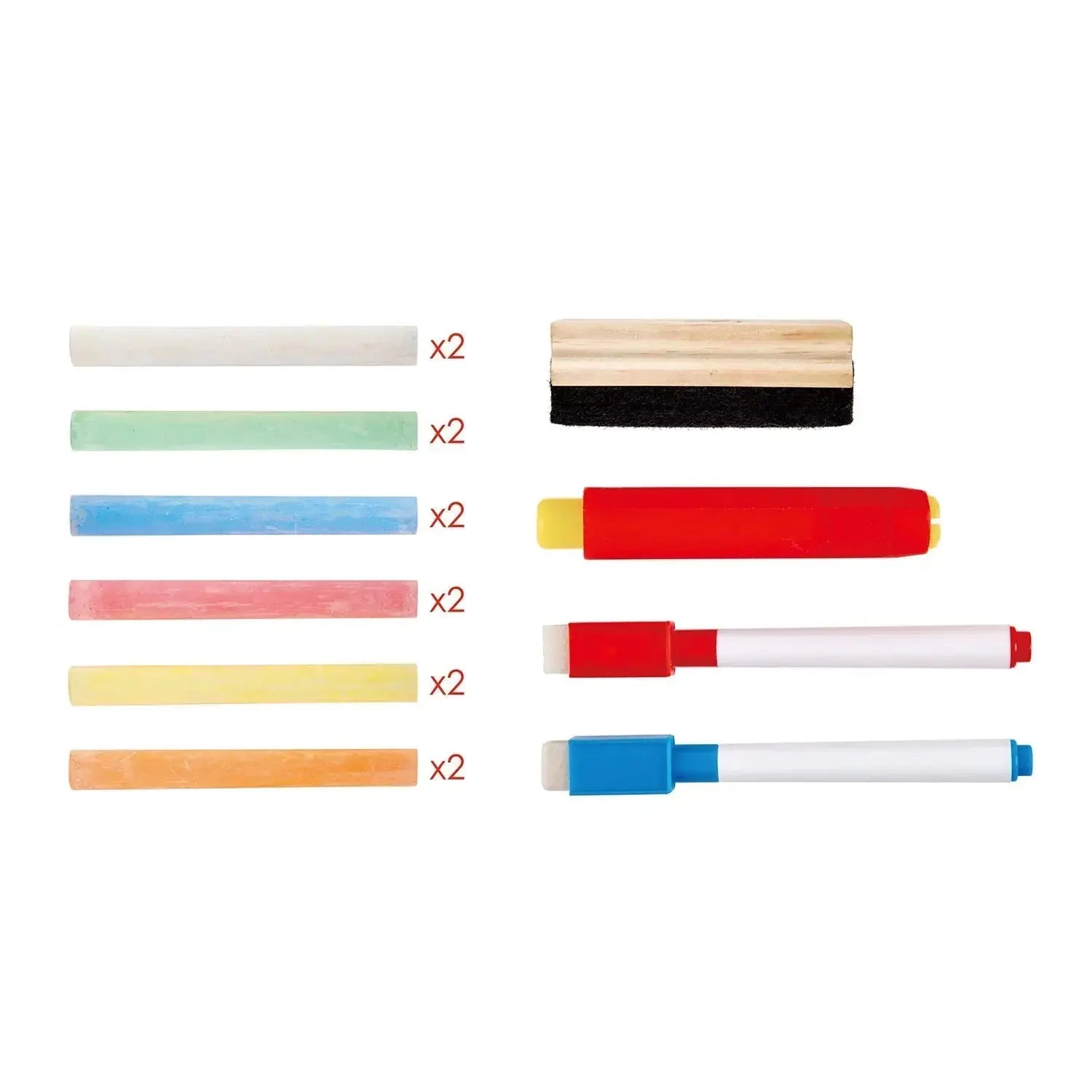 Hape Flip Flat Easel Foldable Double-Sided Free Standing Blackboard & Whiteboard with Chalks, Markers