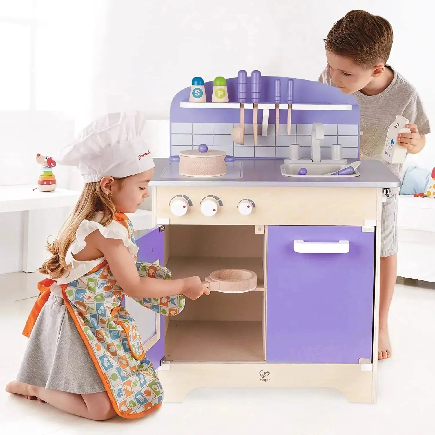 Purple play kitchen shop