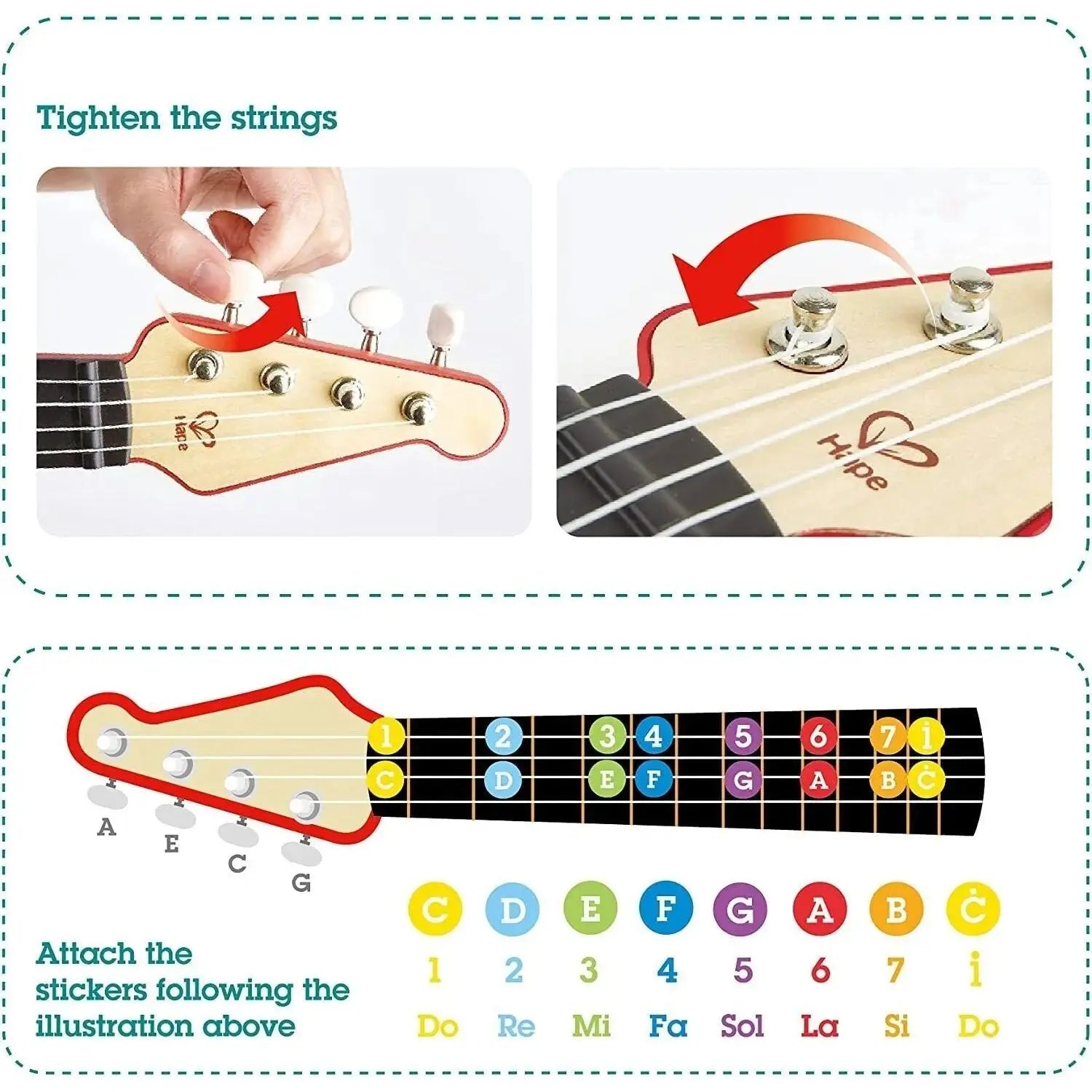 Hape Learn with Lights Electronic Ukulele