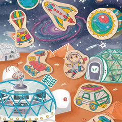 Hape Mars Life DIY Magnets | Make-Your-Own Magnet Art Set With Wooden Magnets and Glitter Markers
