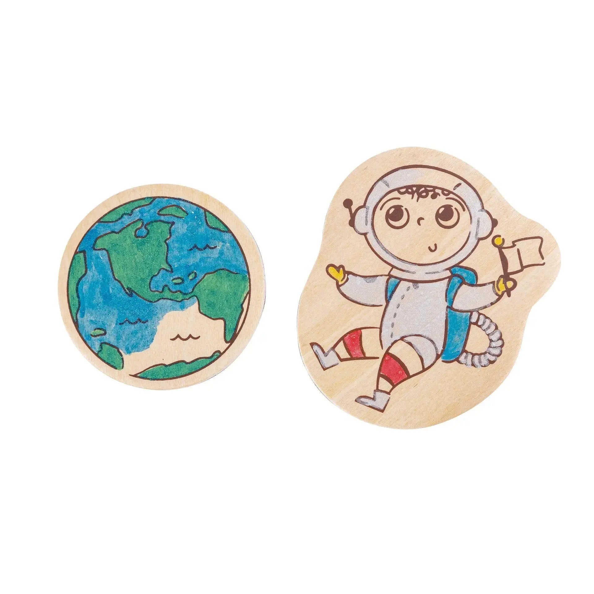 Hape Mars Life DIY Magnets | Make-Your-Own Magnet Art Set With Wooden Magnets and Glitter Markers