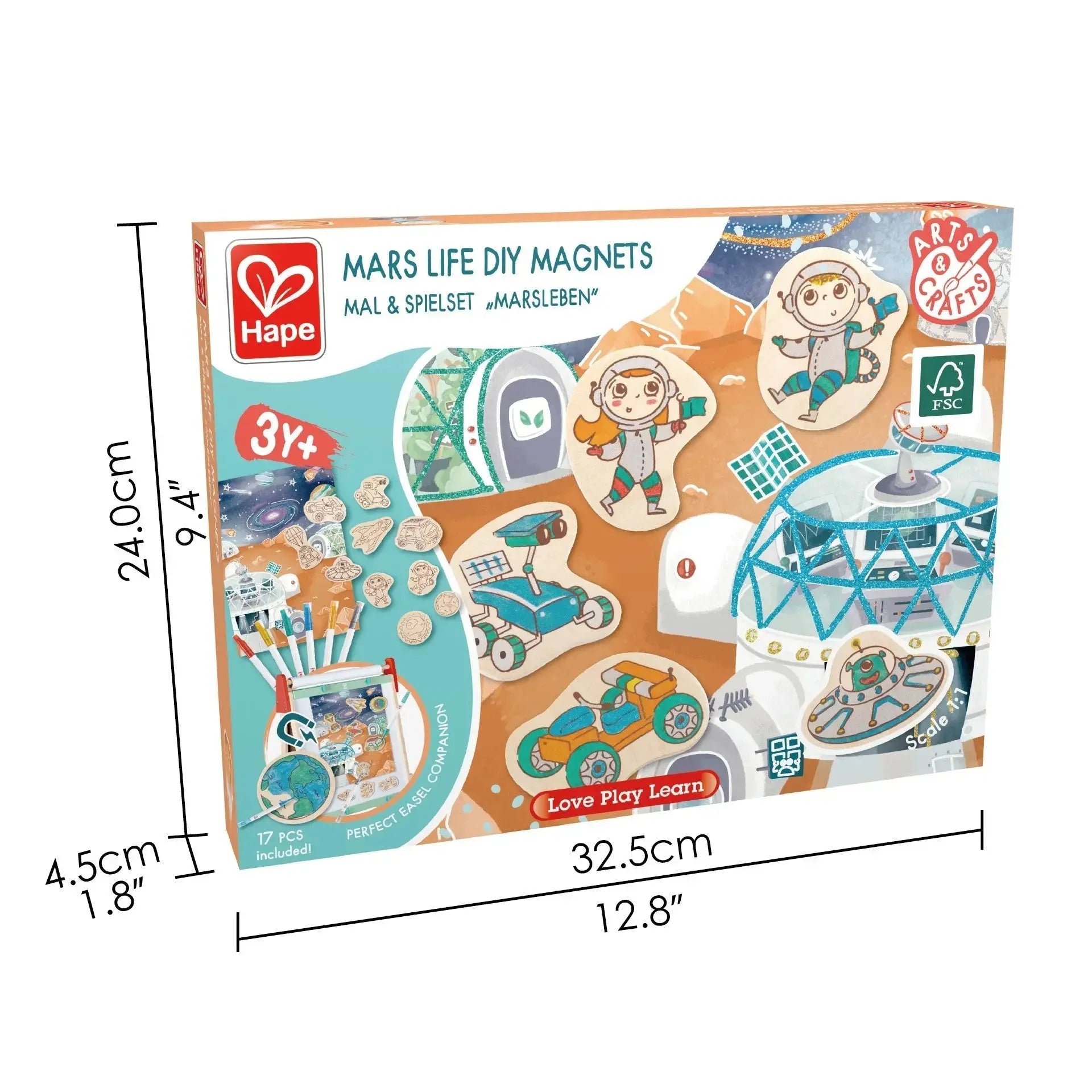 Hape Mars Life DIY Magnets | Make-Your-Own Magnet Art Set With Wooden Magnets and Glitter Markers