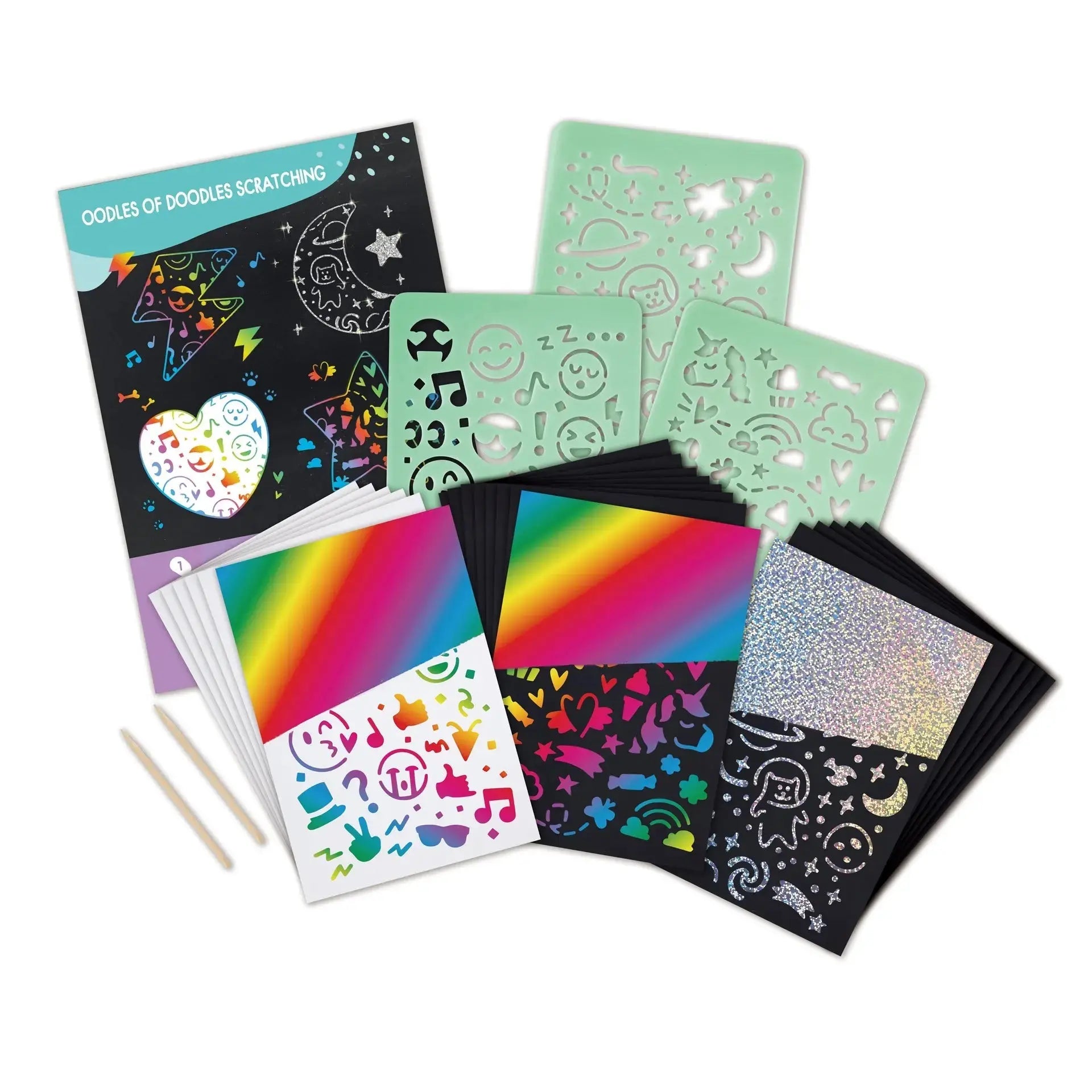 Hape Oodles of Doodles Scratching - Scratch Art Set for Kids - Rainbow Scratch Art Paper with Wooden Stylus