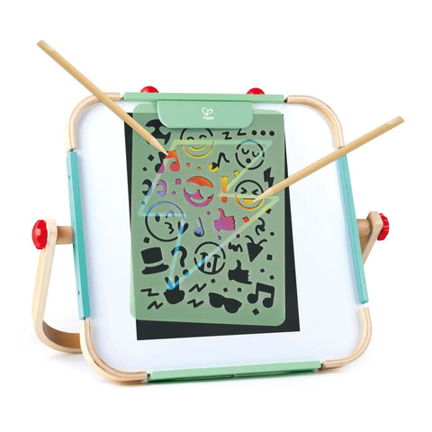 Hape Oodles of Doodles Scratching - Scratch Art Set for Kids - Rainbow Scratch Art Paper with Wooden Stylus