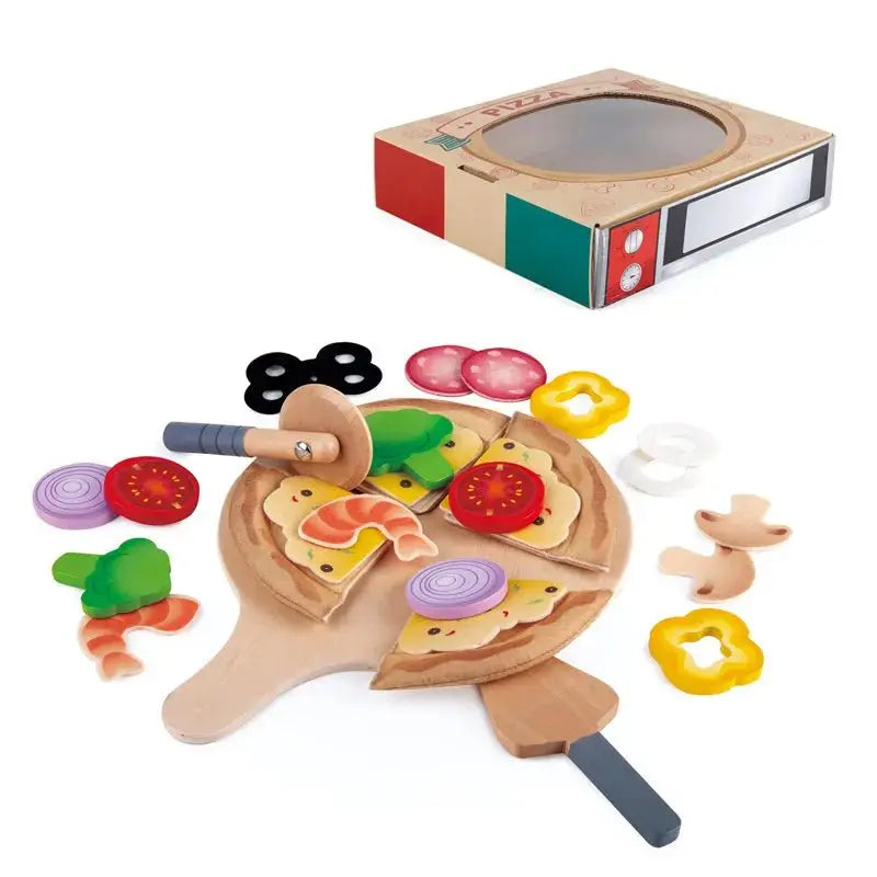 Hape Perfect Pizza Wooden Playset Kids Kitchen Pizza Oven & Delivery Box