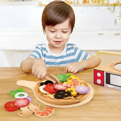 Hape Perfect Pizza Wooden Playset Kids Kitchen Pizza Oven & Delivery Box