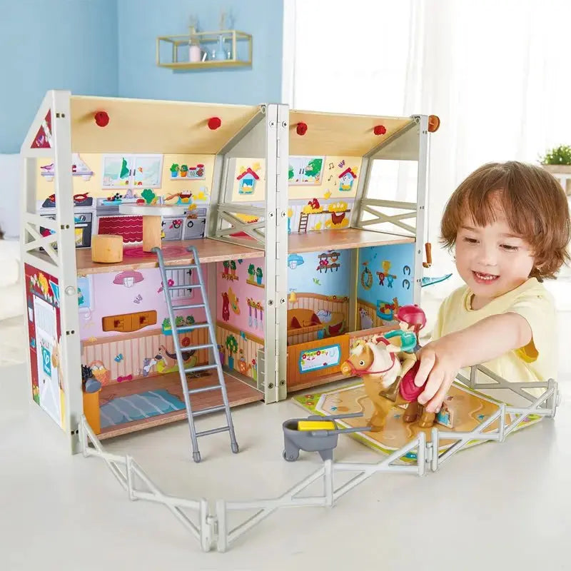 Hape Pony Ranch Barn Stable Club Playset Doll House