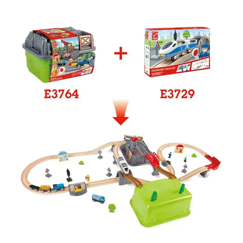 Circuit de train Railway bucket builder Hape : King Jouet, Trains et  circuits Hape - Véhicules, circuits et jouets radiocommandés