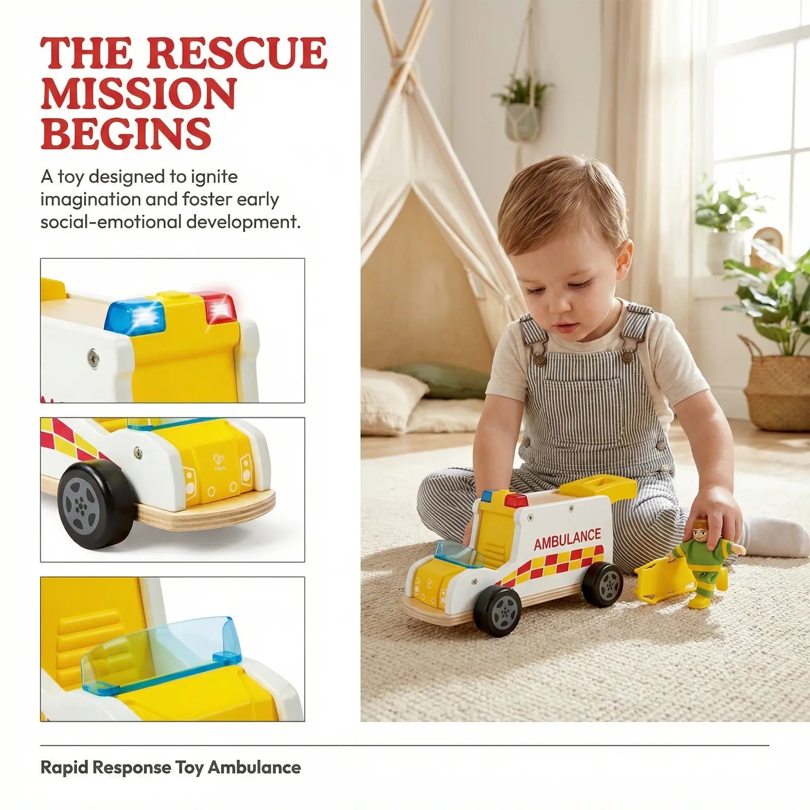 Hape Rapid Response Toy Ambulance Hape
