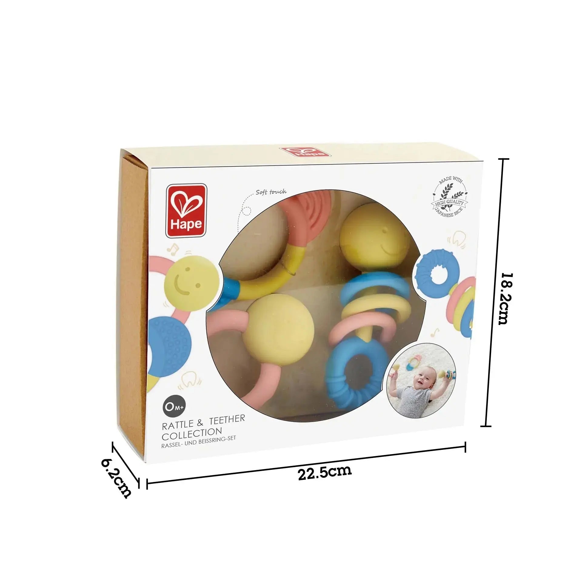 Hape, Stay-Put Rattle Set, 1 Each of 3 Designs, 3 inches Each, Mardel
